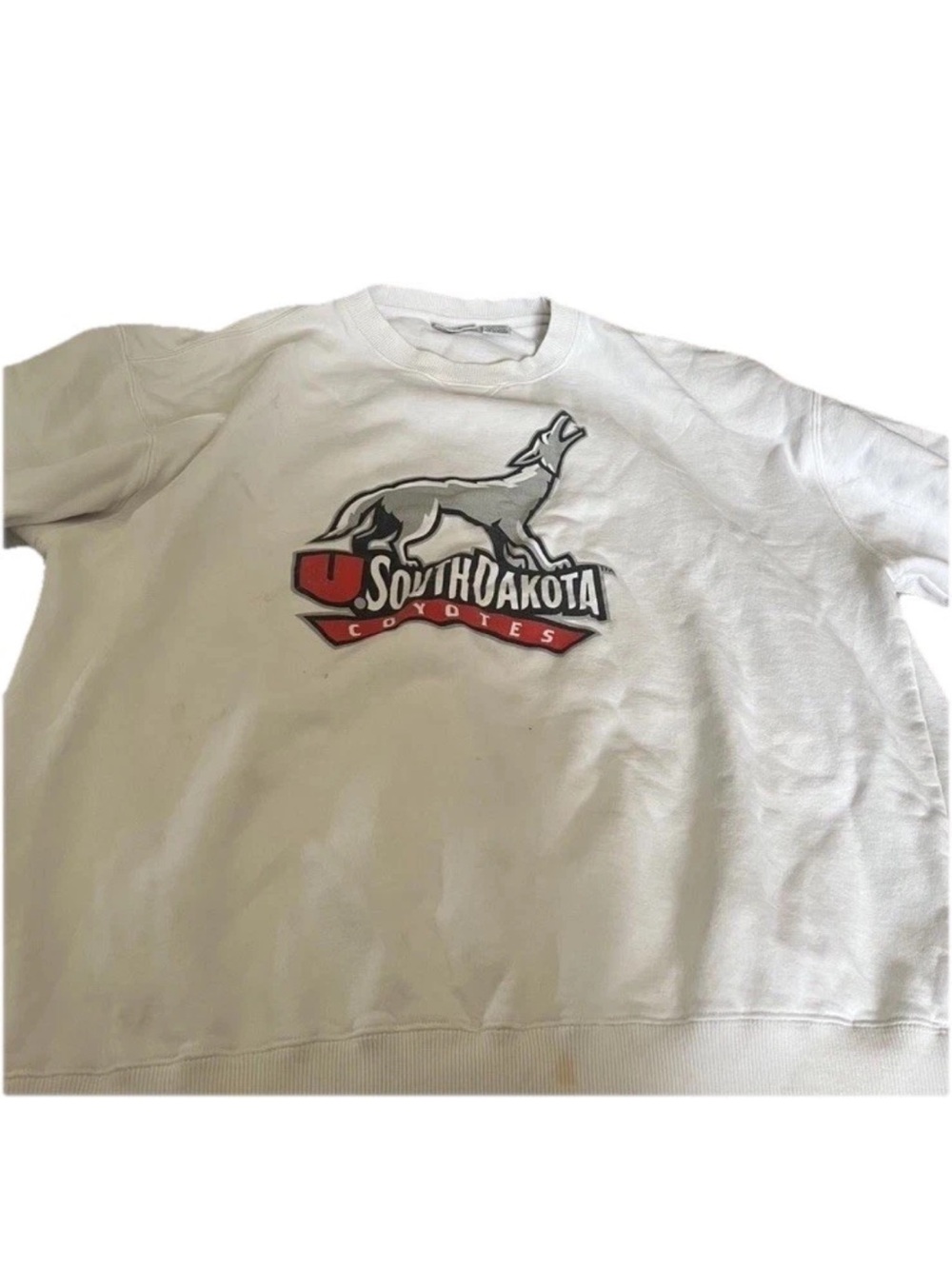 South Dakota Coyotes White Long Sleeve Crewneck Sweatshirt
